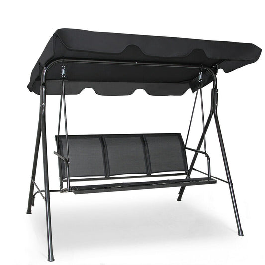 Outdoor Patio Swing Canopy 3 Person Canopy Swing Chair, Black at Gallery Canada