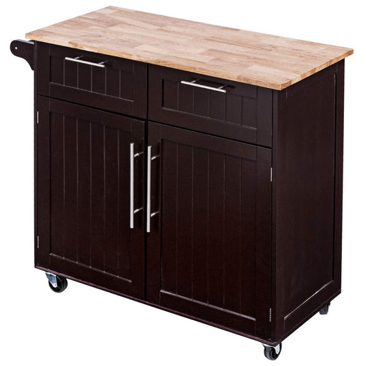 Heavy Duty Rolling Kitchen Cart with Tower Holder and Drawer, Brown at Gallery Canada