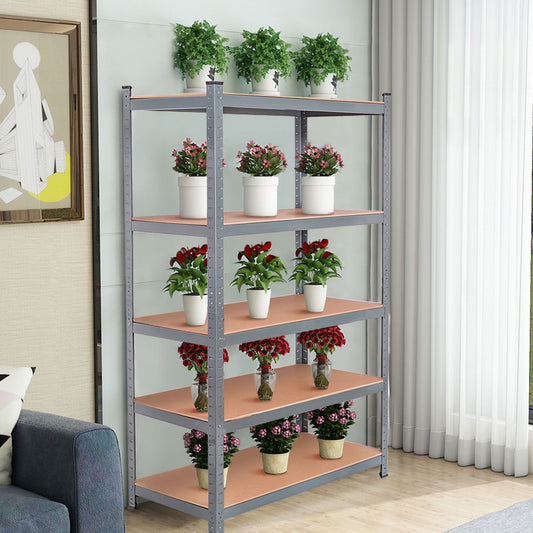 71 Inch Heavy Duty Steel Adjustable 5 Level Storage Shelves, Gray