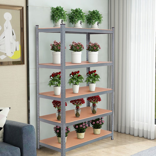 71 Inch Heavy Duty Steel Adjustable 5 Level Storage Shelves, Gray Garages Gray at Gallery Canada