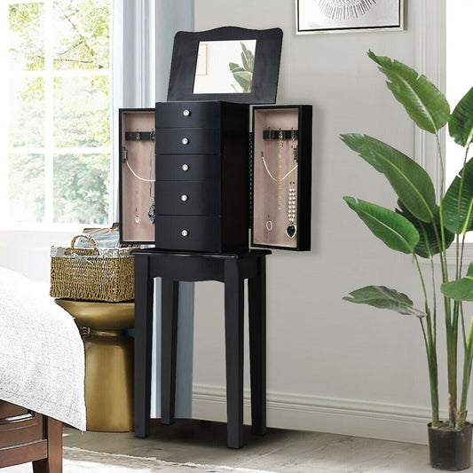 Wood Mirrored Jewelry Storage Chest Cabinet Jewelry Armoires Options at Gallery Canada
