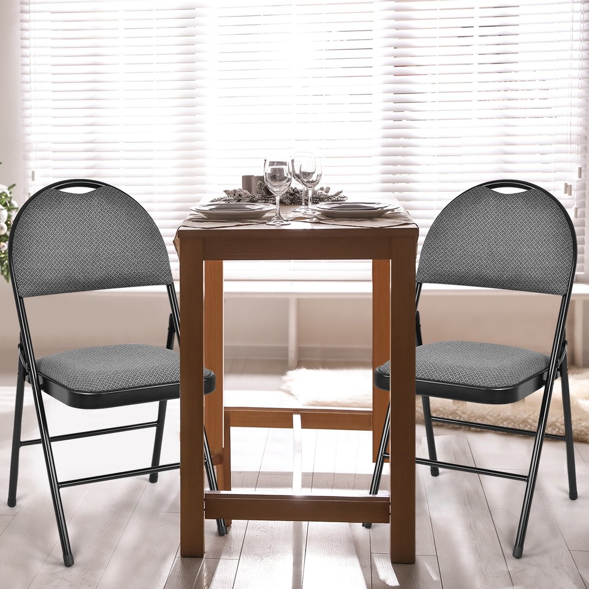 6 Pack Folding Chairs Portable Padded Office Kitchen Dining Chairs, Black Dining Chairs at Gallery Canada