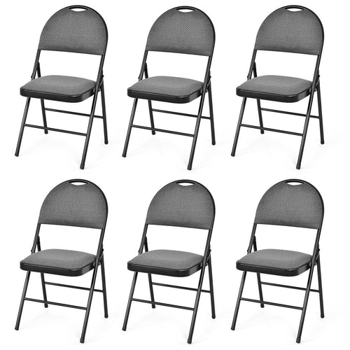 6 Pack Folding Chairs Portable Padded Office Kitchen Dining Chairs, Black