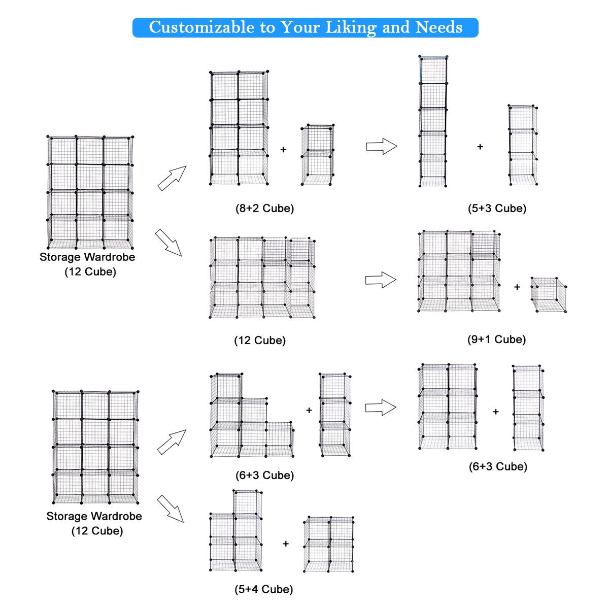DIY 8 Cube Grid Wire Cube Shelves, Black Clothing & Closet Storage at Gallery Canada