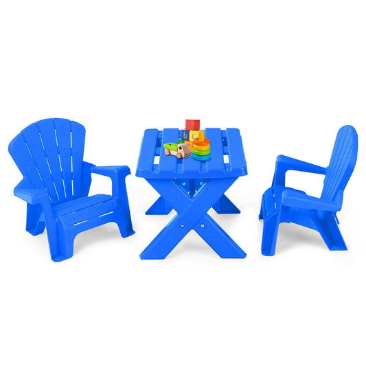 3-Piece Plastic Children Table Chair Set, Blue at Gallery Canada