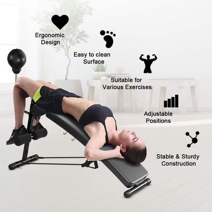 Adjustable Incline Curved Workout Fitness Sit Up Bench, Black at Gallery Canada