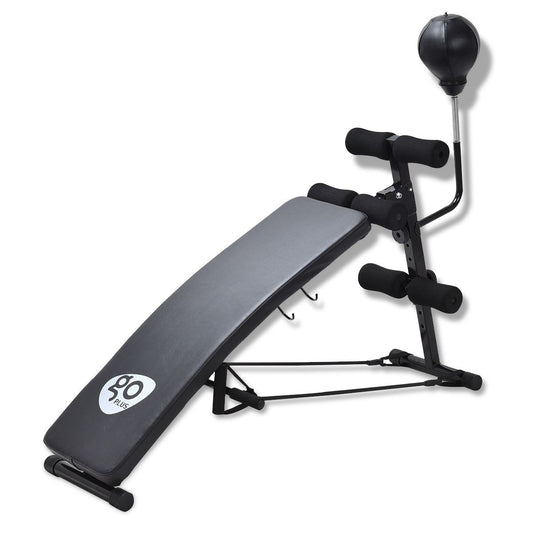 Adjustable Incline Curved Workout Fitness Sit Up Bench, Black