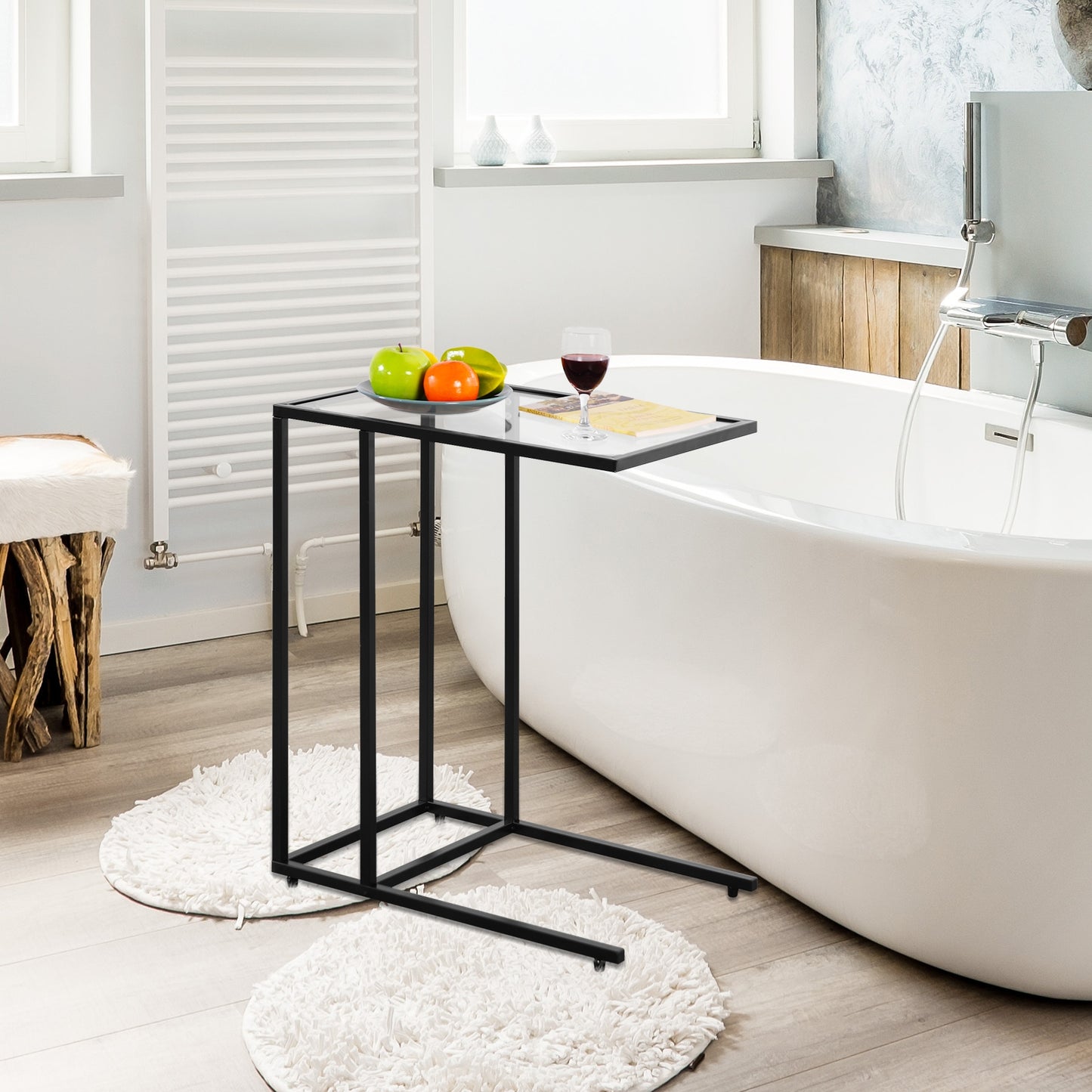 Sofa End Table Coffee Side Table with Glass Top, Black End & Side Tables at Gallery Canada