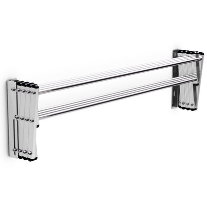 Stainless Wall Mounted Expandable Clothes Drying Towel Rack, Silver