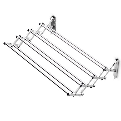 Stainless Wall Mounted Expandable Clothes Drying Towel Rack, Silver