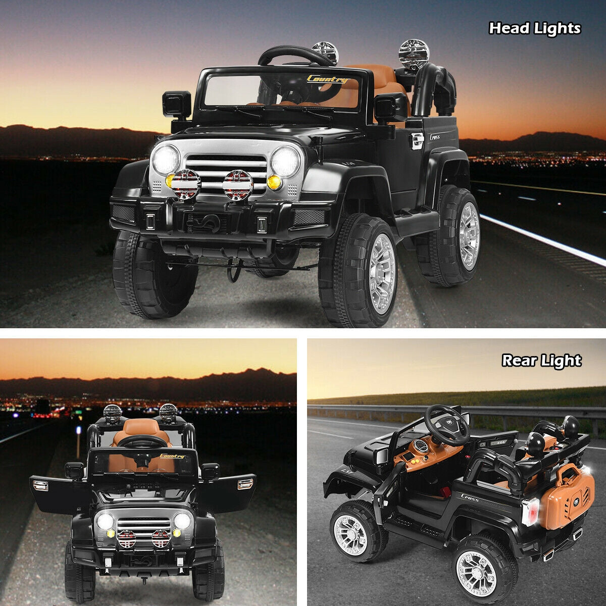 12V Kids Ride On Truck, MP3, LED Lights, Black Powered Ride On Toys at Gallery Canada