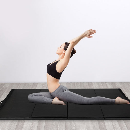 4 Feet x 10 Feet Thick Folding Gymnastics Mat, Black Yoga & Gym Mats Black at Gallery Canada