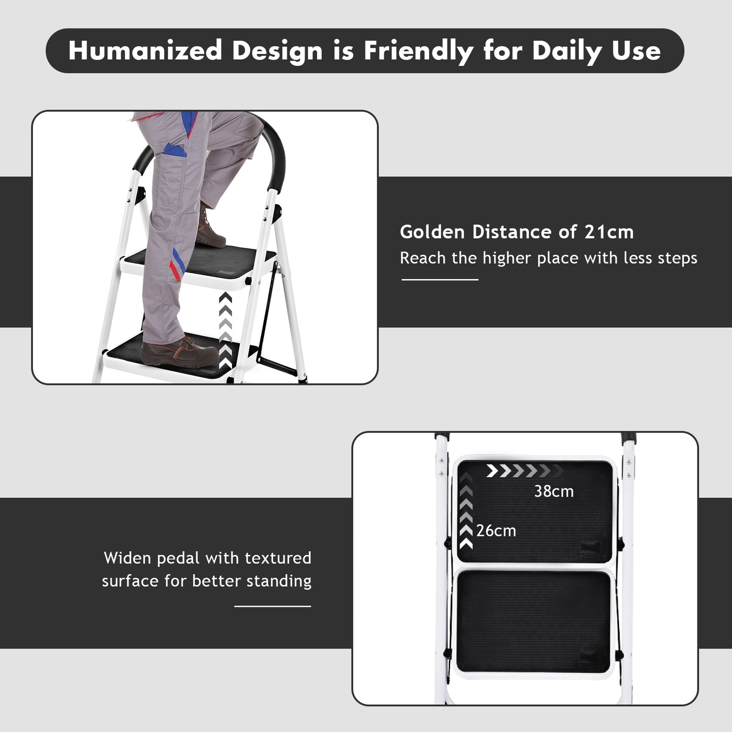 Heavy Duty Industrial Lightweight Folding Stool, 3 Step Ladder, Black Ladders at Gallery Canada