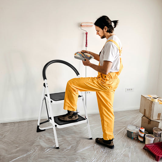 2.75 Feet Folding Step Stool, Iron Frame, Anti-Slip Pedals, 330lbs, Black Ladders Black at Gallery Canada