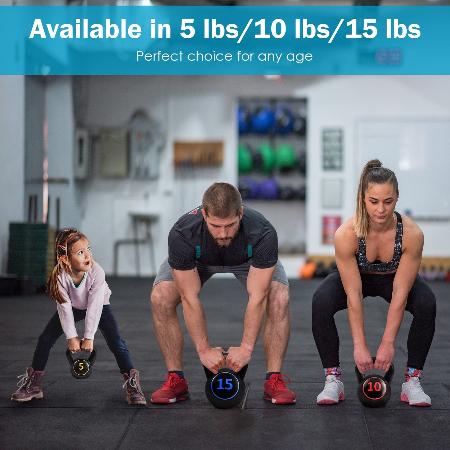 5, 10, 15lbs Kettlebell Weight Set, Black Weights Accessories at Gallery Canada