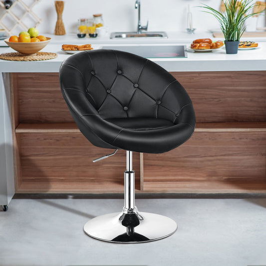 1 Piece Adjustable Modern Swivel Round Tufted, Black Leisure Chairs Black at Gallery Canada