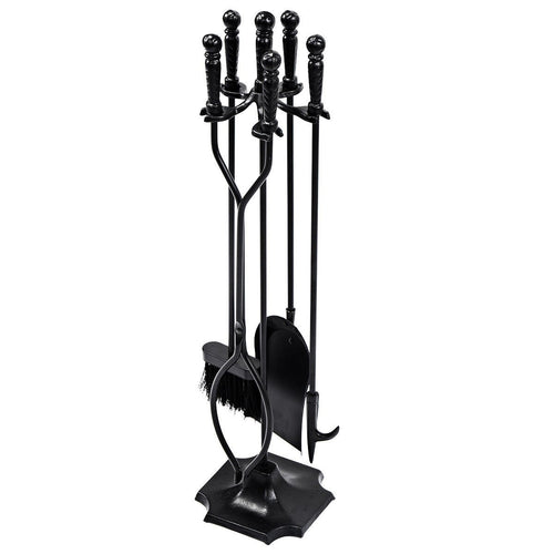 31 Inch 5 Pieces Hearth Fireplace Fire Tools Set, Black