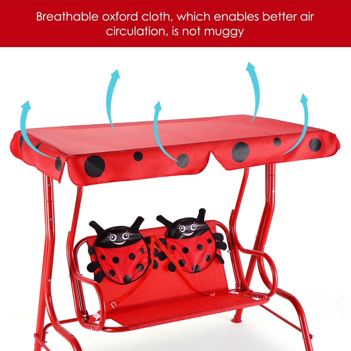 2 Person Kids Patio Swing Porch Bench with Canopy, Red Swing & Playsets at Gallery Canada