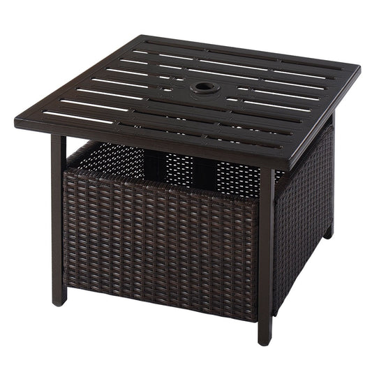 Outdoor Patio Rattan Wicker Steel Side Deck Table, Brown at Gallery Canada
