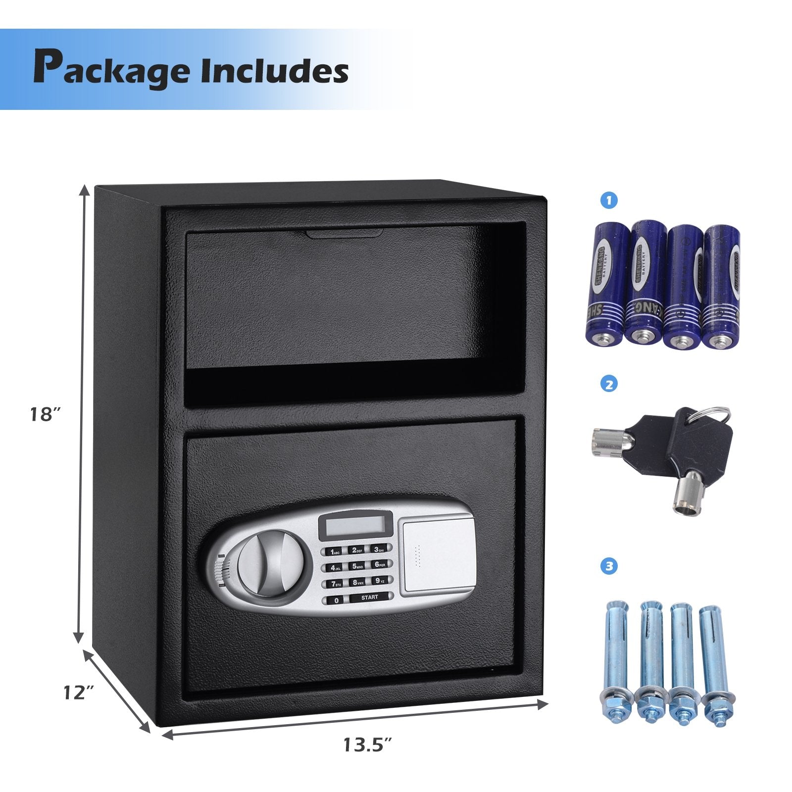 Digital Deposit Safe Box Depository with Front Drop for Jewelry and Cash, Black - Gallery Canada