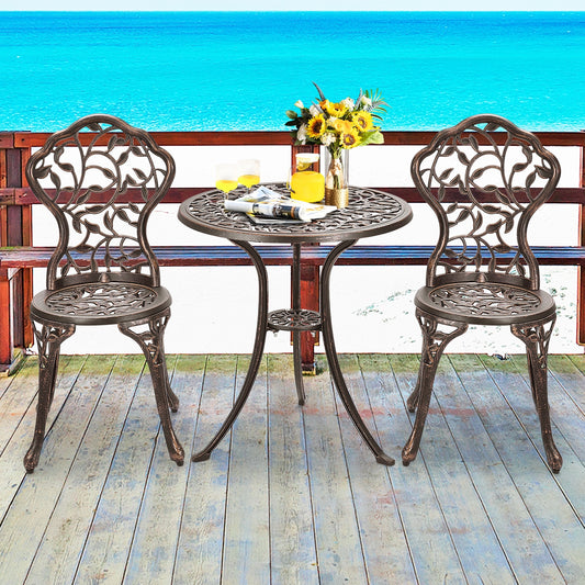 3 Piece Cast Aluminum Bistro Set, Bronze