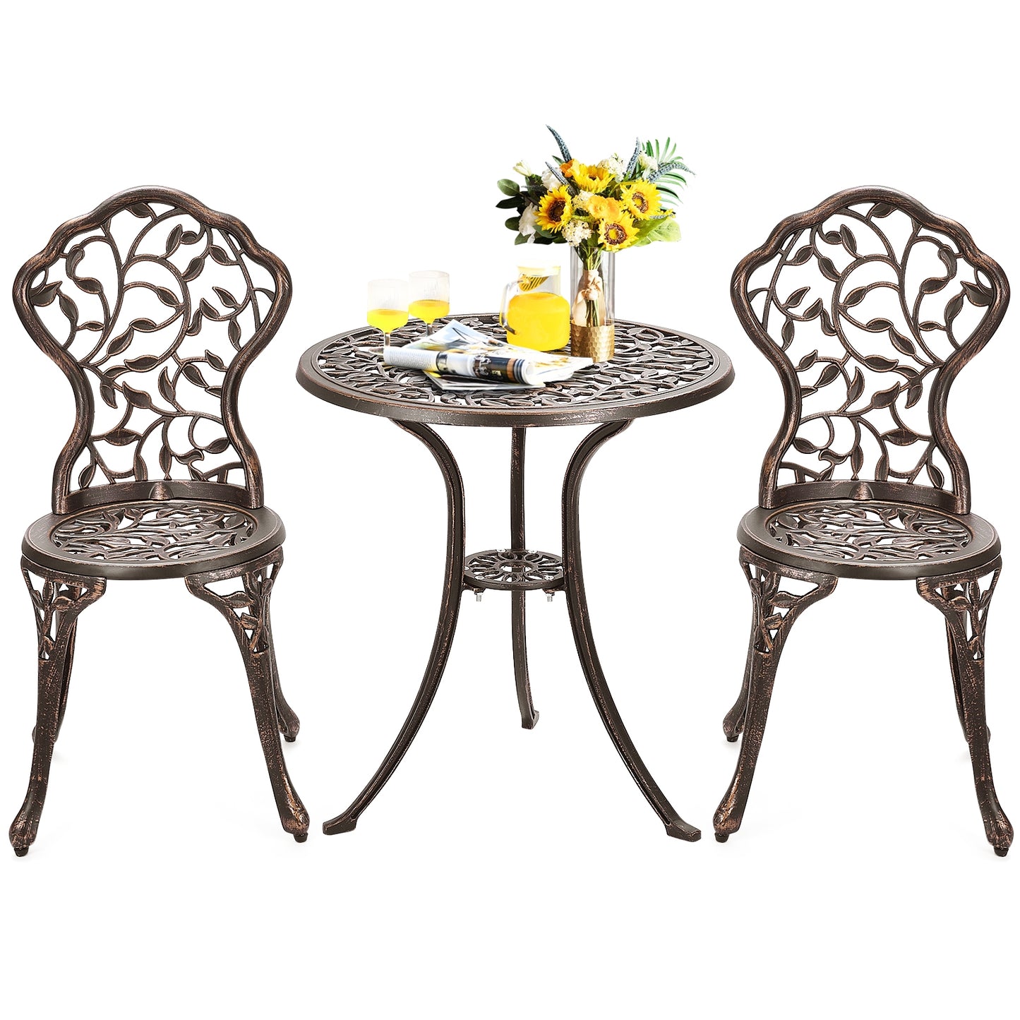 3 Pieces Cast Aluminum Bistro Set, Bronze Patio Conversation Sets at Gallery Canada