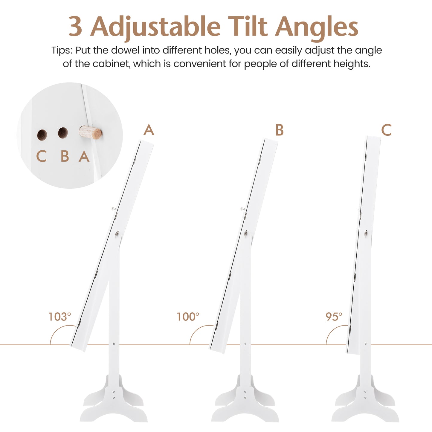 Mirrored Jewelry Cabinet Armoire, Mirror Organizer Storage Box With Stand, White Jewelry Armoires at Gallery Canada