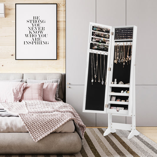 Mirrored Jewelry Cabinet Armoire, Mirror Organizer Storage Box With Stand, White Jewelry Armoires White at Gallery Canada