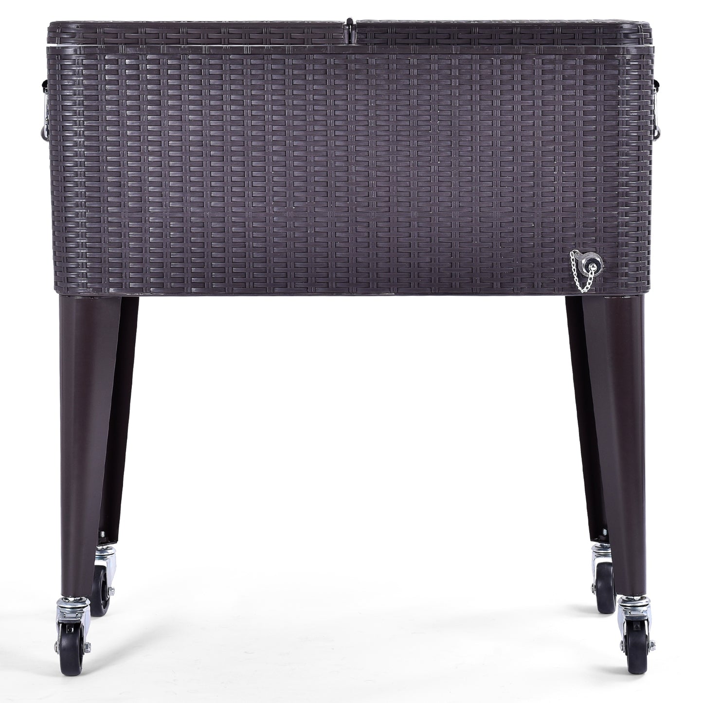 80QT Outdoor Party Portable Rattan Rolling Cooler Cart, Brown Patio Bar Furniture at Gallery Canada