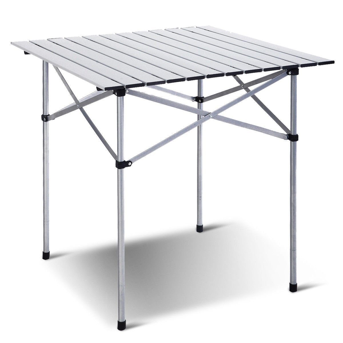 Roll Up Portable folding Camping Aluminum Picnic Table, Silver