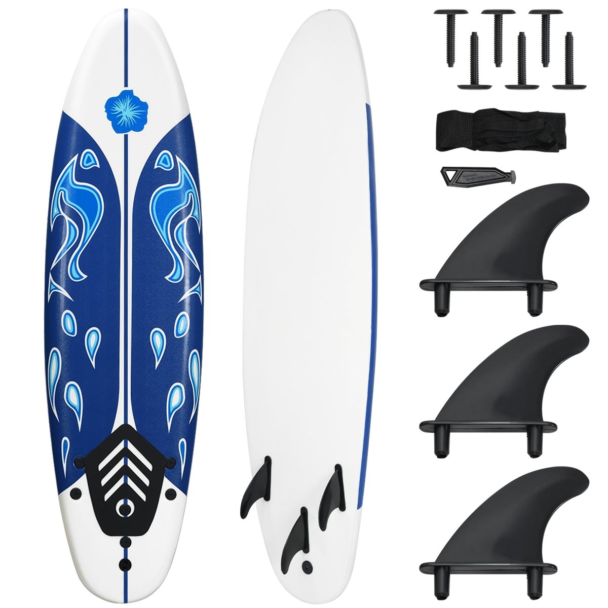 6 Feet Surf Foamie Boards Surfing Beach Surfboard, White