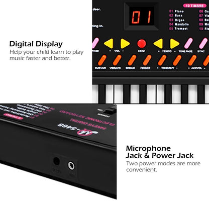 54 Keys Kids Electronic Music Piano, Black - Gallery Canada