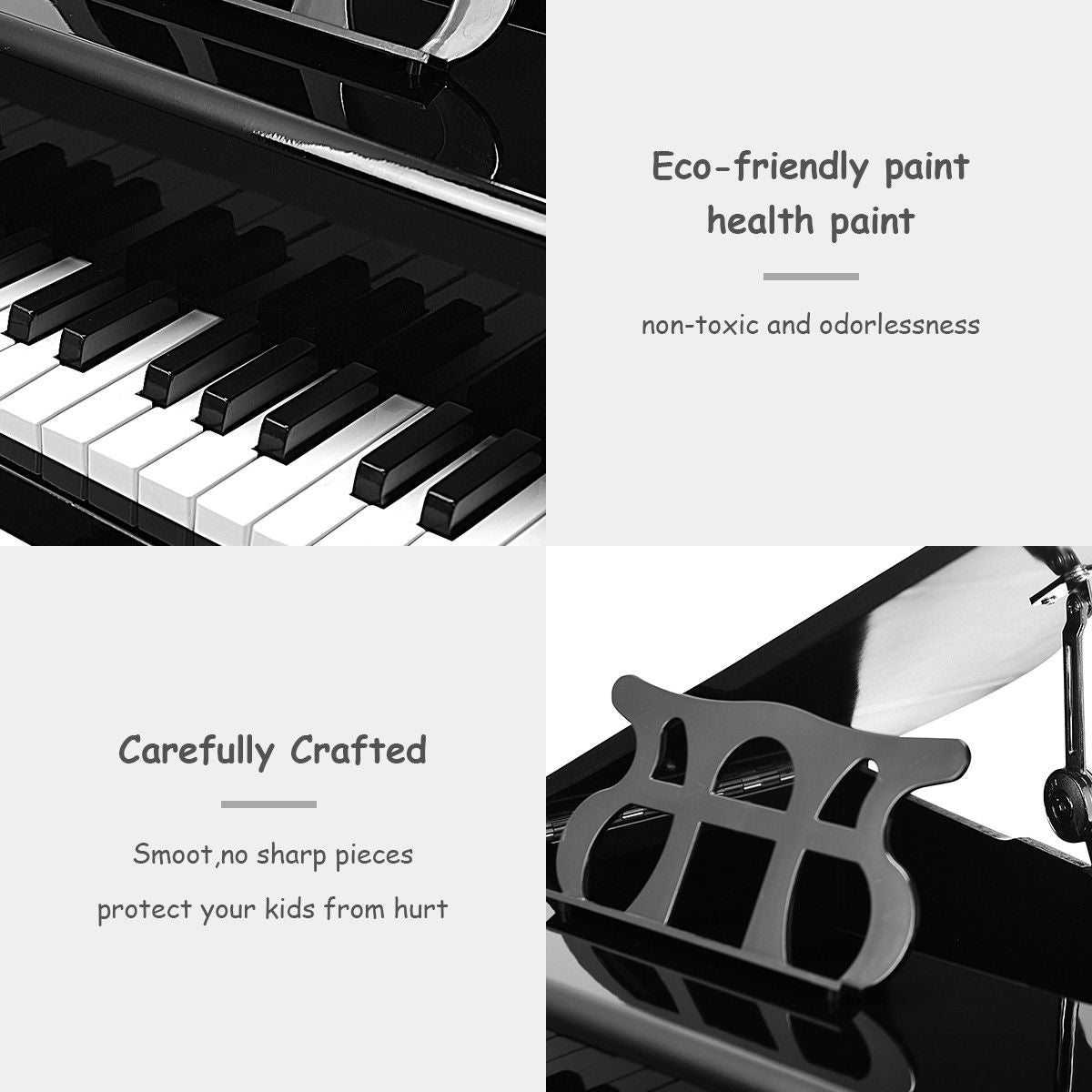 30-Key Children Mini Grand Piano With Bench, Black Musical Toys at Gallery Canada