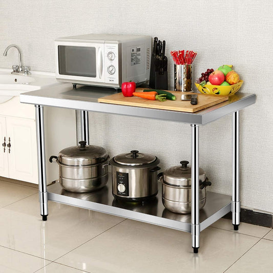 24 x 36 Inch Stainless Steel Commercial Prep Table, Silver