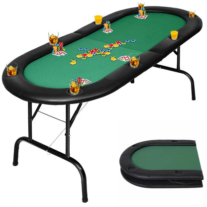 8 Players Texas Holdem Foldable Poker Table, Green