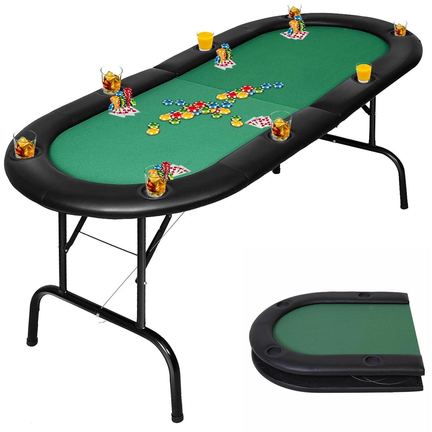 8 Players Texas Holdem Foldable Poker Table, Green at Gallery Canada
