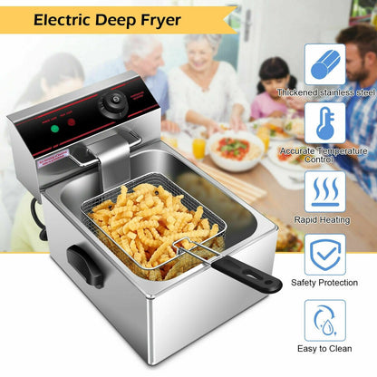 1700W Single Electric Deep Fryer with Basket Scoop Unit at Gallery Canada