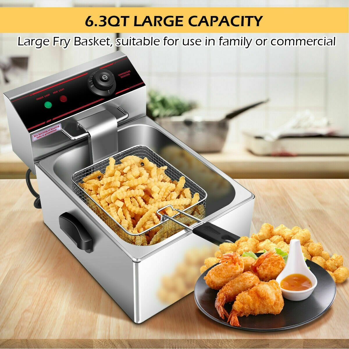 1700W Single Electric Deep Fryer with Basket Scoop Unit at Gallery Canada