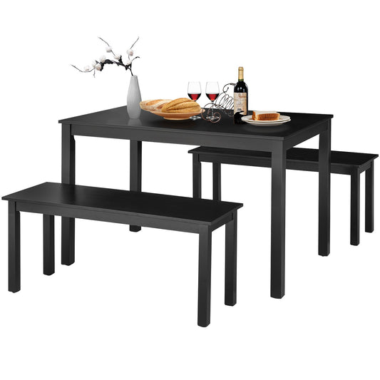 3 Pieces Modern Studio Collection Table Dining Set, Black