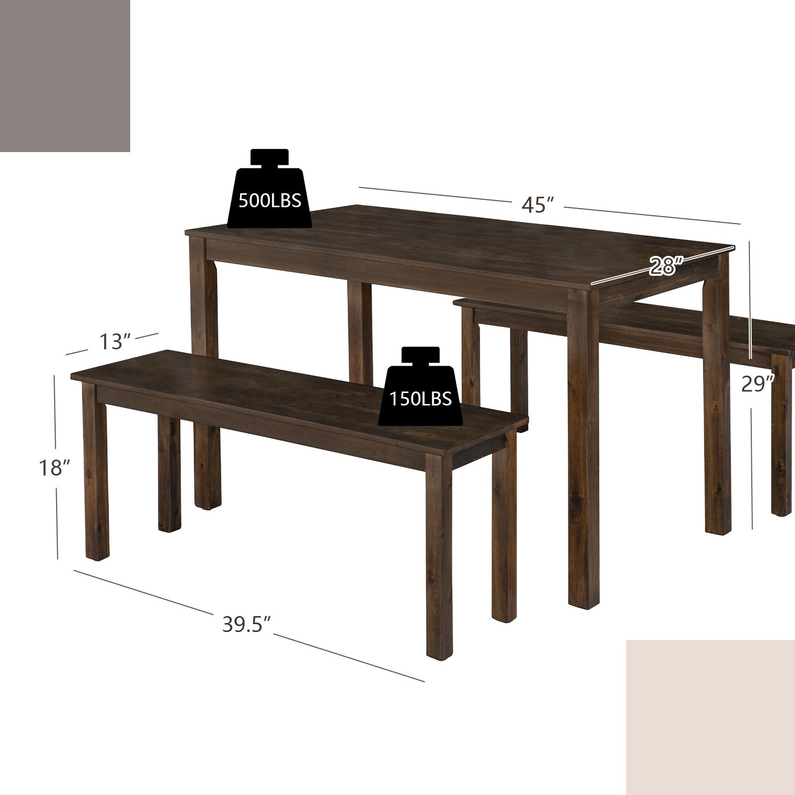 3 Pieces Modern Studio Collection Table Dining Set, Coffee at Gallery Canada