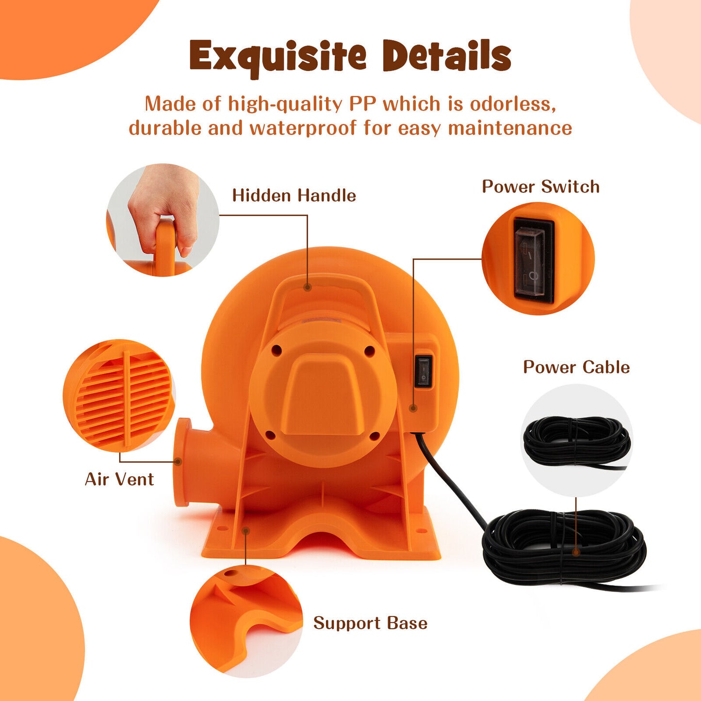 550W Air Blower for Inflatables with 25 feet Wire and GFCI Plug-550W, Orange Air Blowers at Gallery Canada
