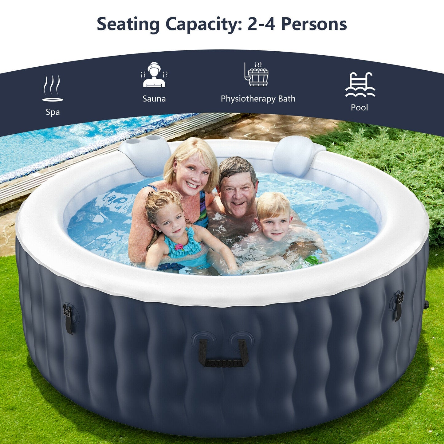 4 Person Inflatable Hot Tub Spa with 108 Massage Bubble Jets at Gallery Canada