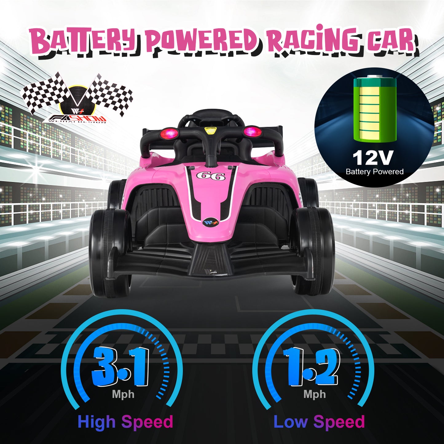 Kids Electric Formula Racing Car, 12V, Remote Control, Pink Powered Ride On Toys at Gallery Canada