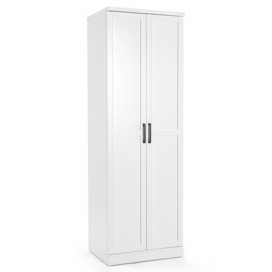 70 Inch Freestanding Storage Cabinet with 2 Doors and 5 Shelves, White