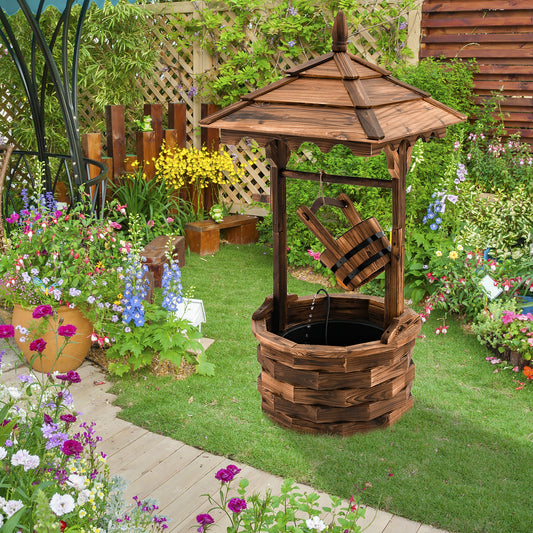 Patio Wooden Water Fountain With Electric Pump, Brown Outdoor Decor Brown at Gallery Canada