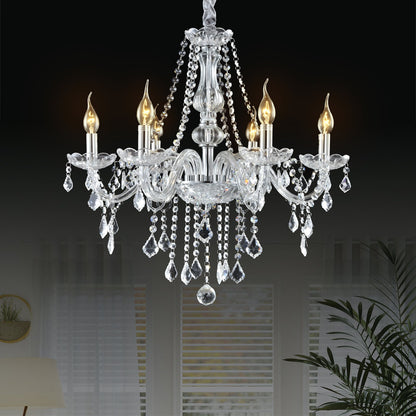 Elegant Crystal Chandelier Ceiling Light, Transparent