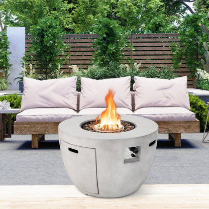 36 Inch Round Concrete Propane Fire Pit Table with Lava Rocks PVC Cover 50000 BTU, Gray at Gallery Canada