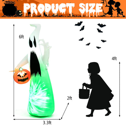 6 Feet Halloween Inflatable Ghost with Built-in LED and Blower, White at Gallery Canada
