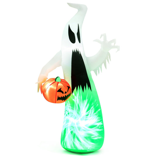 6 Feet Halloween Inflatable Ghost with Built-in LED and Blower, White
