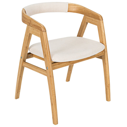 Leisure Bamboo Dining Chair with Curved Back and Anti-slip Foot Pads, Natural at Gallery Canada
